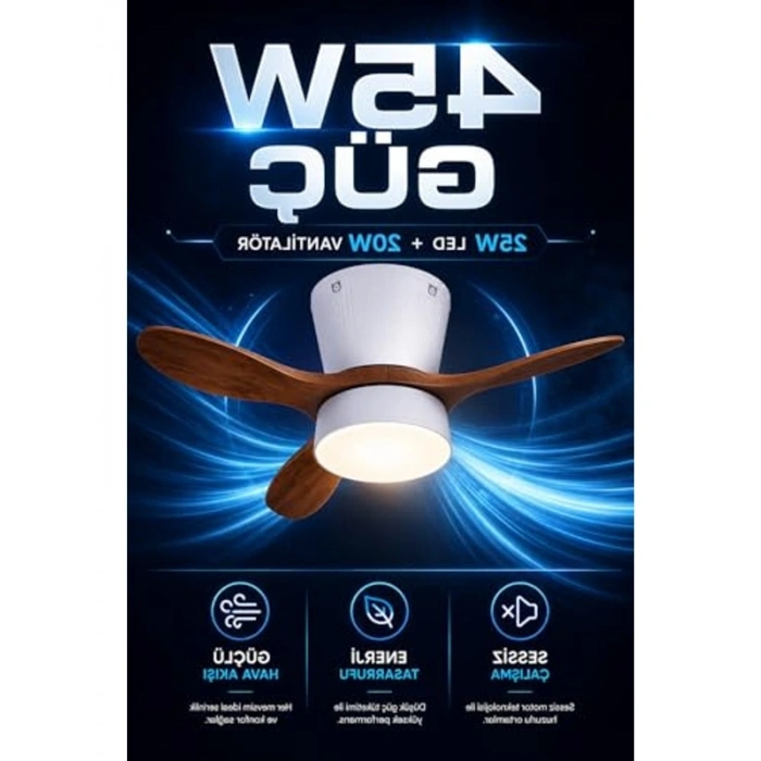 LED Vantilatör, 45W, Uzaktan Kumandalı ve Sessiz Çalışma Özelliği