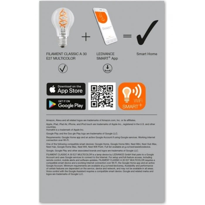Ledvance Smart+ Filament Classic Rgbw 30 4.5 W/2700 K E27 LED Ampul