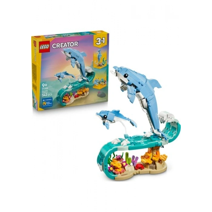 LEGO® Creator 3ü 1 Arada Deniz Hayvanları: Güzel Yunuslar 31385 – 9+ için Yaratıcı Oyuncak Yapım Seti (542P)