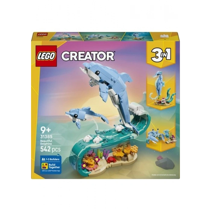 LEGO® Creator 3ü 1 Arada Deniz Hayvanları: Güzel Yunuslar 31385 – 9+ için Yaratıcı Oyuncak Yapım Seti (542P)