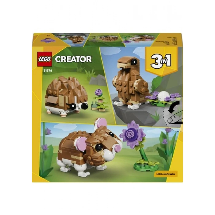 LEGO® Creator 3’ü 1 Arada Sevimli Hamster ile Çiçek 31376 – 7+ Yaş için Yaratıcı Oyuncak Yapım Seti (166 Parça)