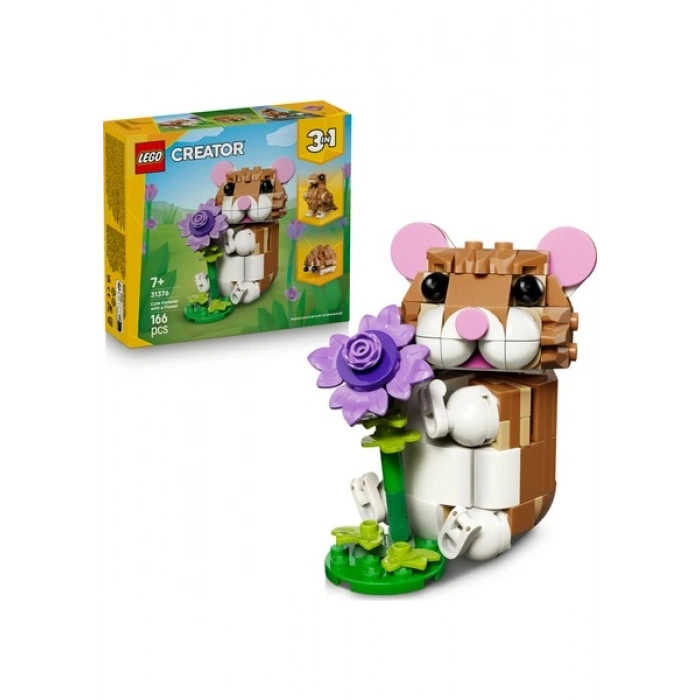 LEGO® Creator 3’ü 1 Arada Sevimli Hamster ile Çiçek 31376 – 7+ Yaş için Yaratıcı Oyuncak Yapım Seti (166 Parça)