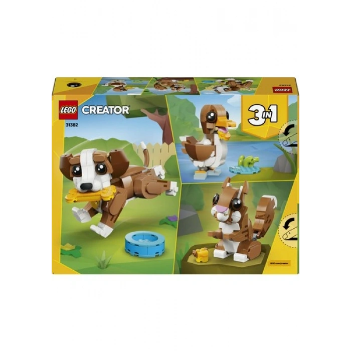 LEGO® Creator 3’ü 1 Arada Sevimli Hayvanlar: Oyunbaz Yavru Köpek 31382 – 8+ için Yaratıcı Oyuncak Yapım Seti (336P)