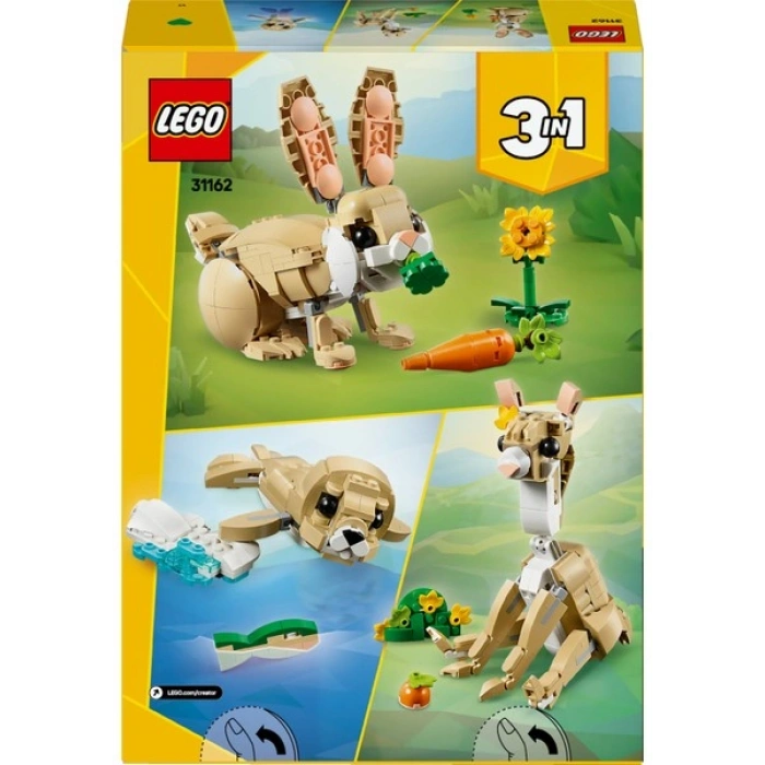 LEGO® Creator 3’ü 1 Arada Sevimli Tavşan 31162 - 8 Yaş & Üzeri Çocuklar için Yaratıcı Oyuncak Yapım Seti (326 Parça)
