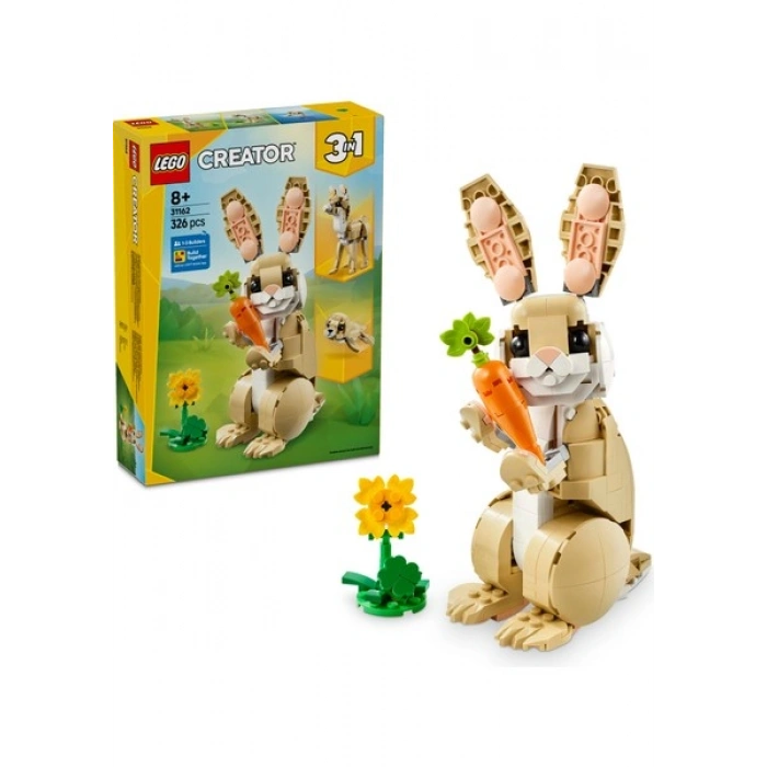 LEGO® Creator 3’ü 1 Arada Sevimli Tavşan 31162 - 8 Yaş & Üzeri Çocuklar için Yaratıcı Oyuncak Yapım Seti (326 Parça)