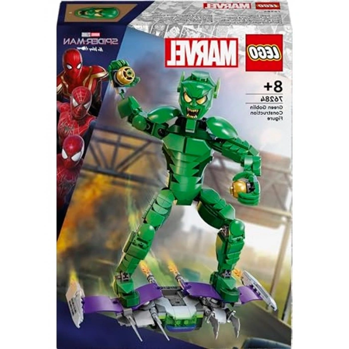 LEGO Marvel Green Goblin Yapım Figürü 76284 – 8 Yaş ve Üzeri Çocuklar için Süper Kahraman Hediyesi Fikri, 2 Bal Kabağı Bombası Dahil Orijinal Aksesuarlar İçeren Yaratıcı Oyuncak Yapım Seti (471 Parça)