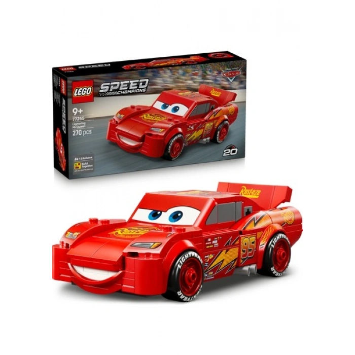LEGO® Speed Champions | Şimşek McQueen 77255 - 9 Yaş ve Üzeri Çocuklar için Disney Pixar Arabalar Temalı Oyuncak Yapım Seti (270 Parça)