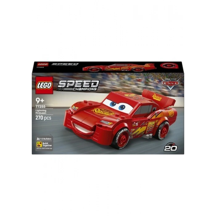 LEGO® Speed Champions | Şimşek McQueen 77255 - 9 Yaş ve Üzeri Çocuklar için Disney Pixar Arabalar Temalı Oyuncak Yapım Seti (270 Parça)