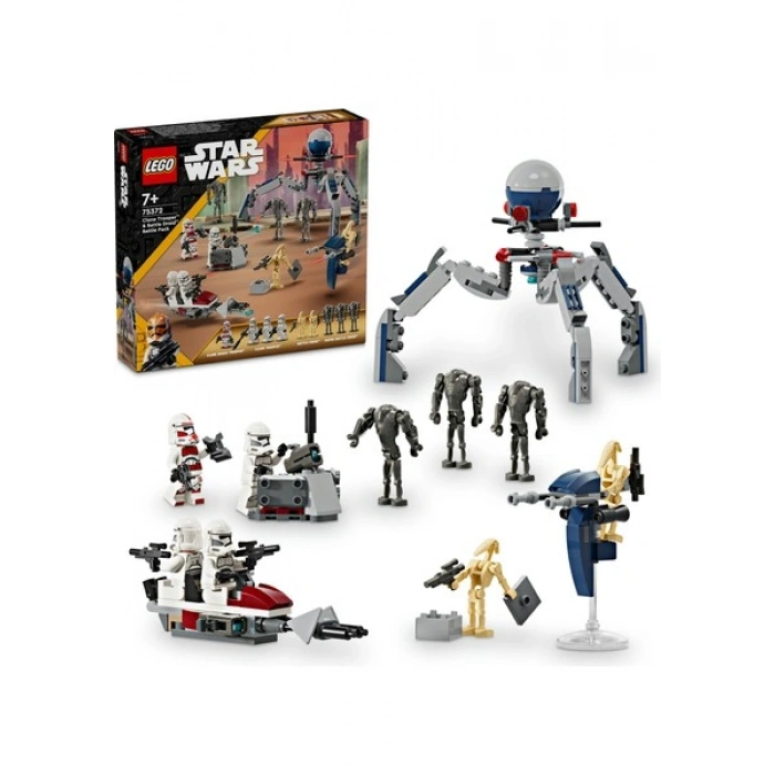 LEGO® Star Wars™ Klon Trooper ve Savaş Droidi Savaş Paketi Seti 75372- 7 Yaş ve Üzeri Star Wars Sevenler için Yaratıcı Oyuncak Yapım Seti (215 Parça)