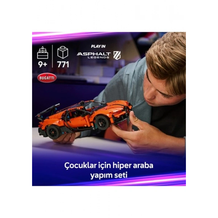 LEGO® Technic Bugatti Chiron Pur Sport Hiper Araba 42222 - 9 Yaş ve Üzeri Çocuklar için Yarış Arabası Oyuncak Yapım Seti (771 Parça)