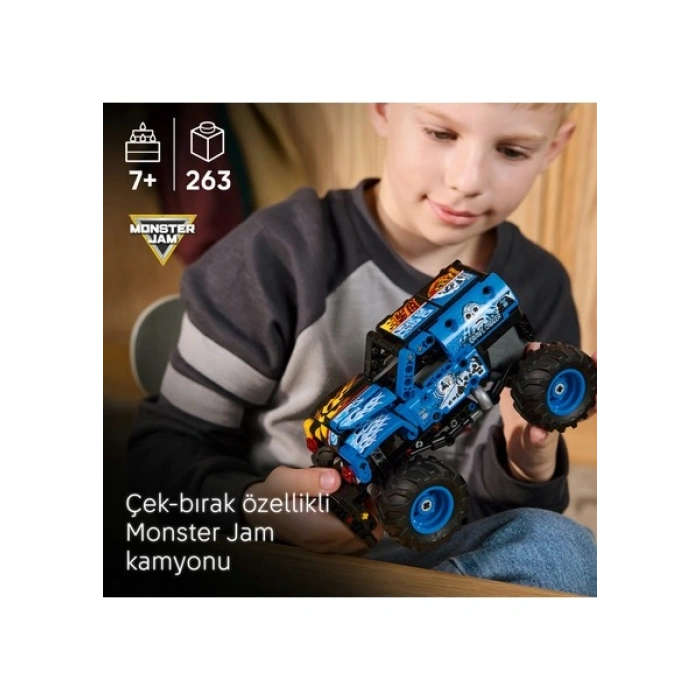 LEGO ® Technic Monster Jam™ Grave Digger™ Ateş ve Buz 42219 - 7 Yaş ve Üzeri Çocuklar için Çek-Bırak Kamyon Yapım Seti (263 Parça)