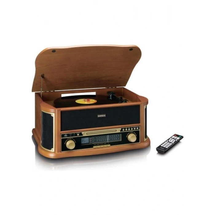Lenco Classic Phono TCD-2571 Retro Pikap Bluetooth USB Dab+/Fm Radyo CD Kaset Ahşap Plak Çalar