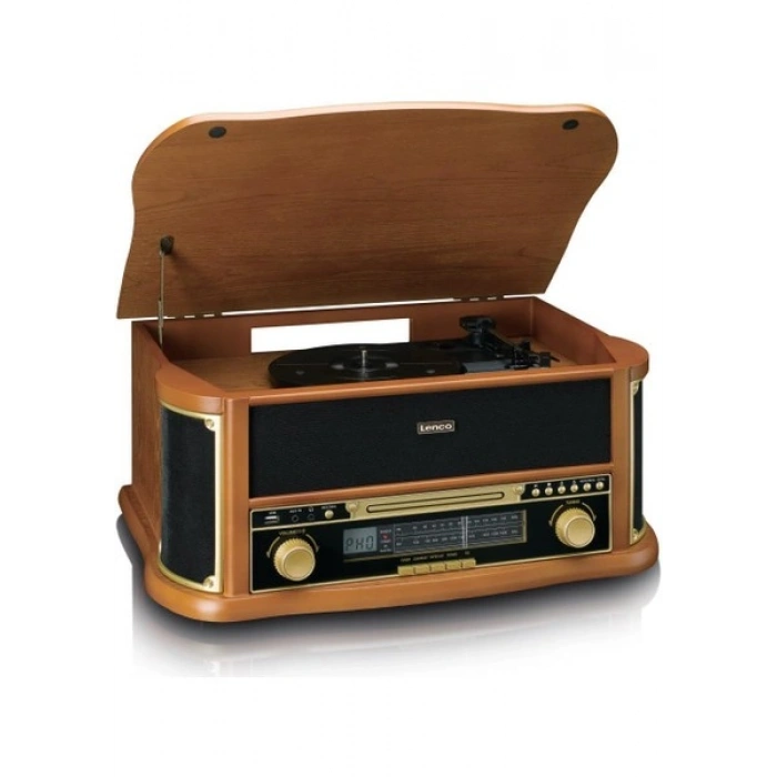 Lenco Classic Phono TCD-2571 Retro Pikap Bluetooth USB Dab+/Fm Radyo CD Kaset Ahşap Plak Çalar