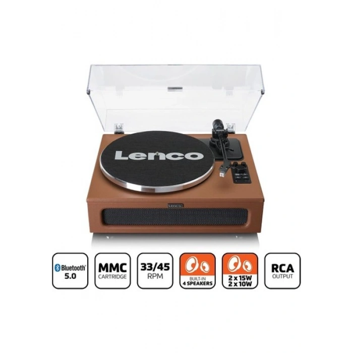 Lenco LS-430BN 4 Dahili Hoparlörlü Bluetoothlu Pikap Plak Çalar Kahverengi