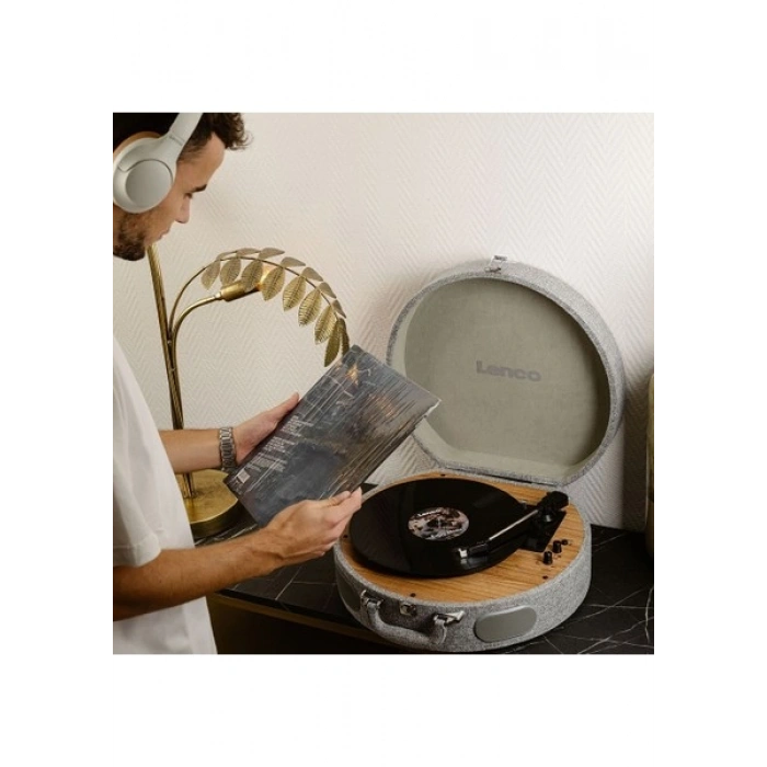 Lenco Ls-66-Gy Wooden Turntable With Built-Inspeakers And Bluetooth