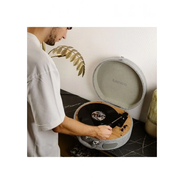 Lenco Ls-66-Gy Wooden Turntable With Built-Inspeakers And Bluetooth
