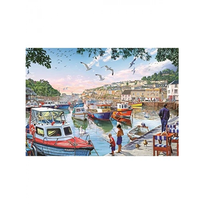 Limandaki Küçük Balıkçılar Temalı 1000 Parça Puzzle