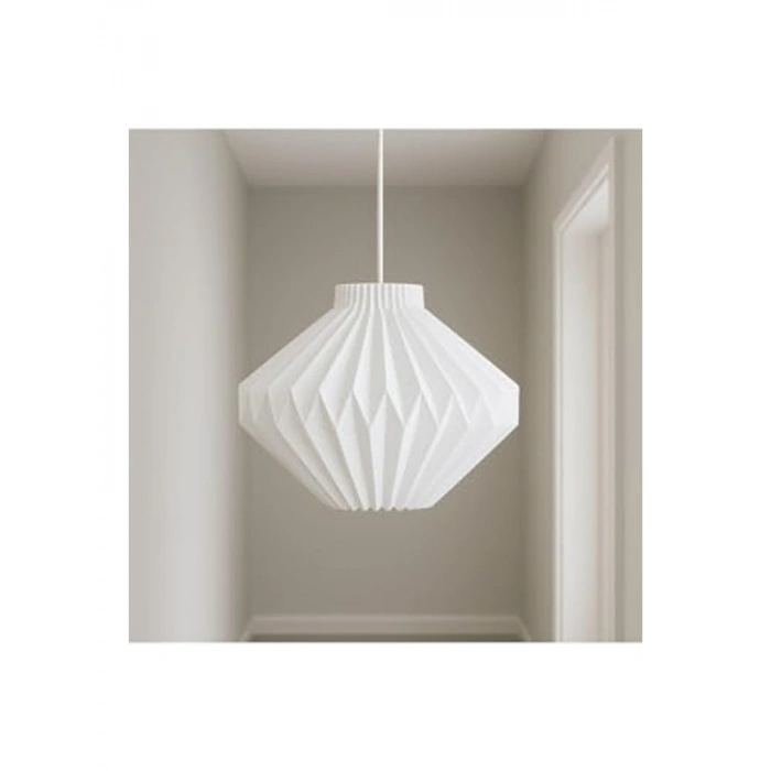Limon 3D Desing Modern Beyaz Origami Desenli Sarkıt Avize E27 Duy | Salon Mutfak Yatak Odası Tavan Lambası ORG-100
