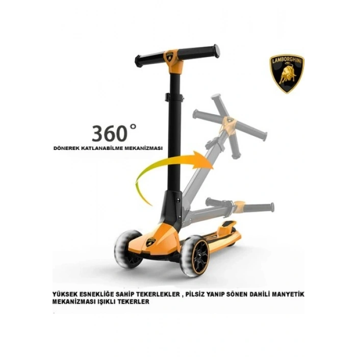 Lisanslı L1 Luxury Katlanabilir 3 Tekerlekli Işıklı Çocuk Scooter