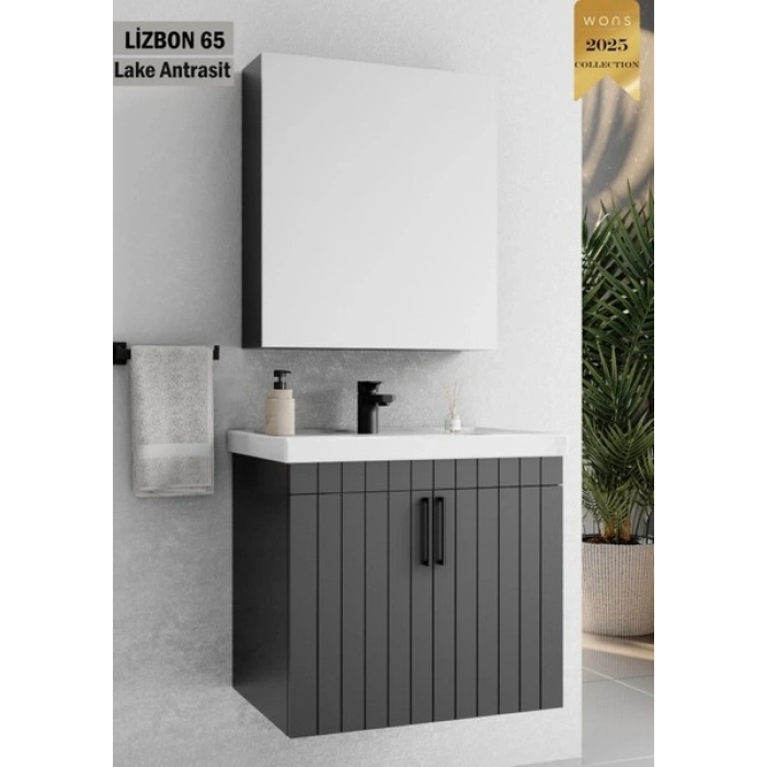 Lizbon 65 cm Lake Antrasit Banyo Dolabı