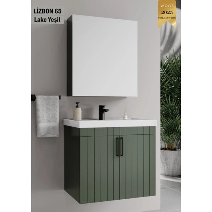 Lizbon 65 cm Lake Yeşil Banyo Dolabı