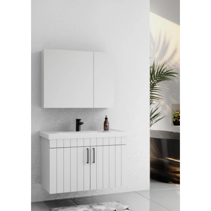 Lizbon 80 cm Lake Beyaz Banyo Dolabı
