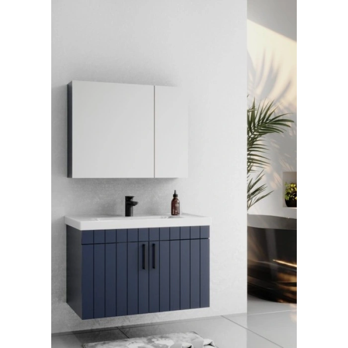 Lizbon 80 cm Lake Lacivert Banyo Dolabı