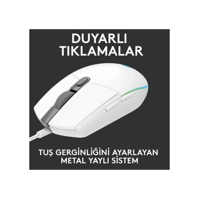 Logitech G G102 LIGHTSYNC RGB Aydınlatmalı 8.000 DPI Kablolu Oyuncu Mouse – Beyaz