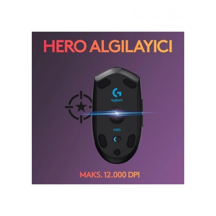 Logitech G G305 LIGHTSPEED 12.000 DPI Kablosuz Oyuncu Mouse - Siyah