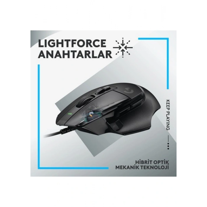 Logitech G G502 X Kablolu HERO 25K Sensörlü Yüksek Performanslı Oyuncu Mouse - Siyah