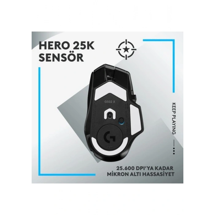 Logitech G G502 X LIGHTSPEED Kablosuz HERO 25K Sensörlü Yüksek Performanslı Oyuncu Mouse - Siyah