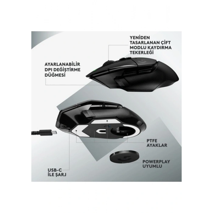 Logitech G G502 X LIGHTSPEED Kablosuz HERO 25K Sensörlü Yüksek Performanslı Oyuncu Mouse - Siyah