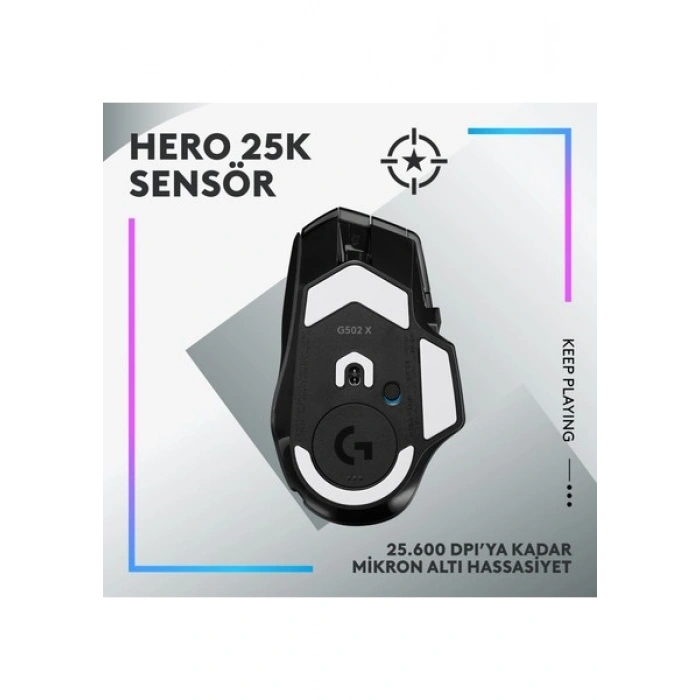 Logitech G G502 X Plus Kablosuz HERO 25K Sensörlü RGB Aydınlatmalı Oyuncu Mouse - Siyah