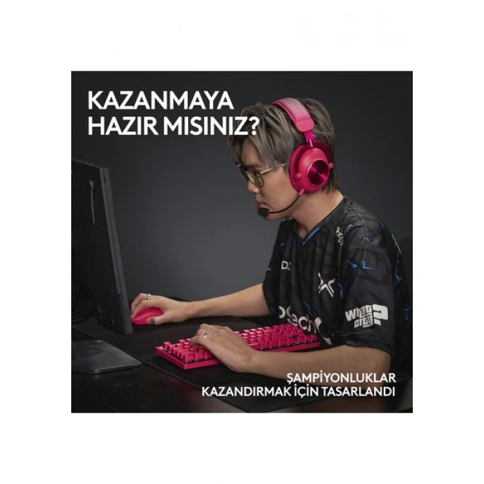 Logitech G PRO X SUPERLIGHT 2 Hafif HERO 2 Sensör 32.000 DPI LIGHTSPEED Kablosuz Oyuncu Mouse - Pembe
