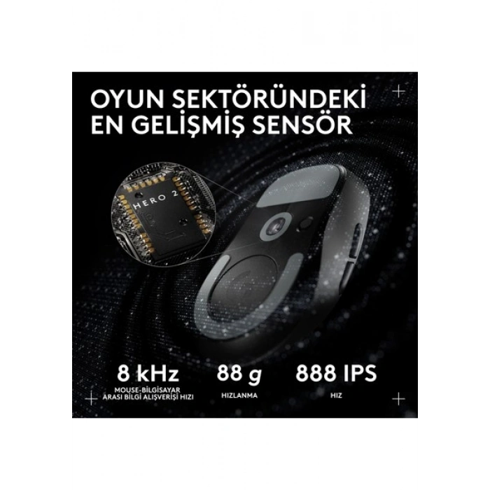 Logitech G Pro x Superlıght 2c Hafif Hero 2 Sensör 32.000 Dpı Lıghtspeed Kablosuz Oyuncu Mouse - Siyah