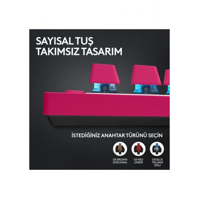 Logitech G PRO X TKL LIGHTSPEED Kablosuz LIGHTSYNC RGB PBT tuş başlıkları ile İngilizce Oyun Klavyesi - Pembe