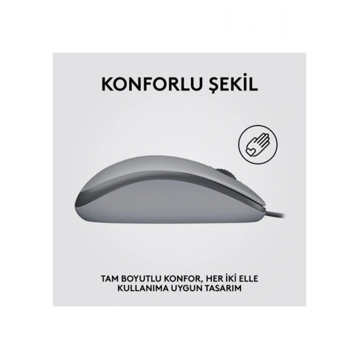 Logitech M110 Sessiz Tam Boyutlu Kablolu Usb-A Bağlantılı Optik Mouse - Gri