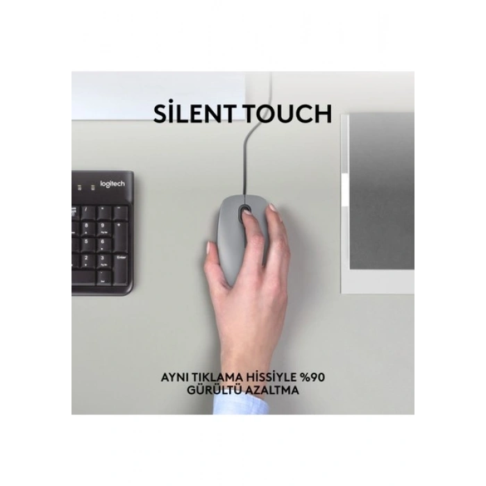 Logitech M110 Sessiz Tam Boyutlu Kablolu Usb-A Bağlantılı Optik Mouse - Gri