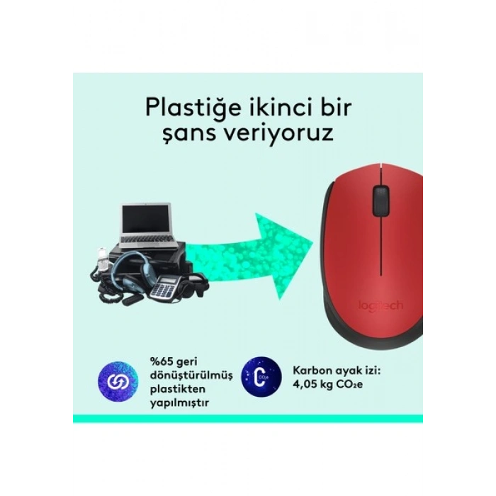 Logitech M171 USB Kırmızı Kablosuz Mouse
