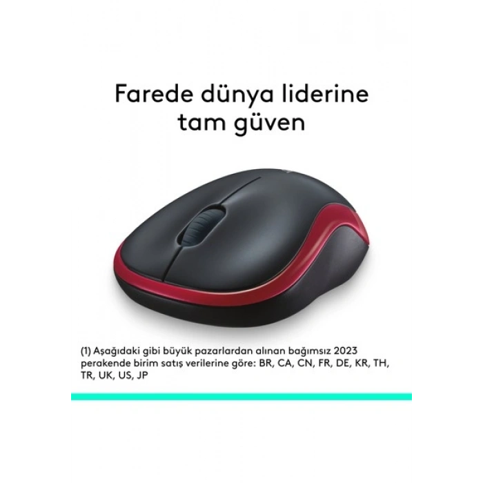 Logitech M185 Kablosuz Kırmızı Mouse