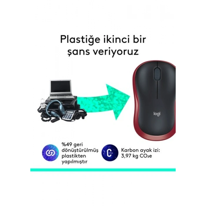 Logitech M185 Kablosuz Kırmızı Mouse