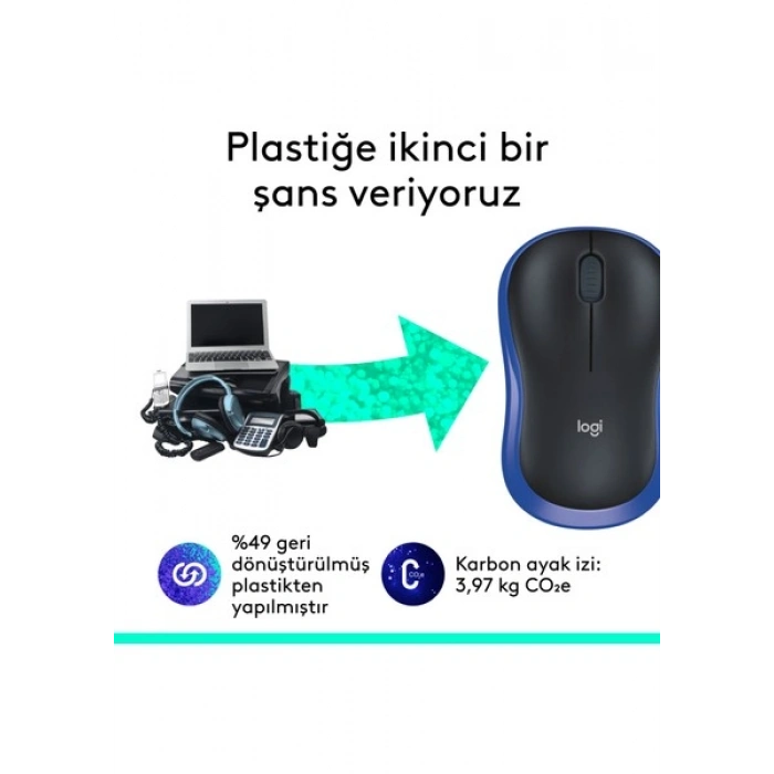 Logitech M185 Kablosuz Mavi Mouse