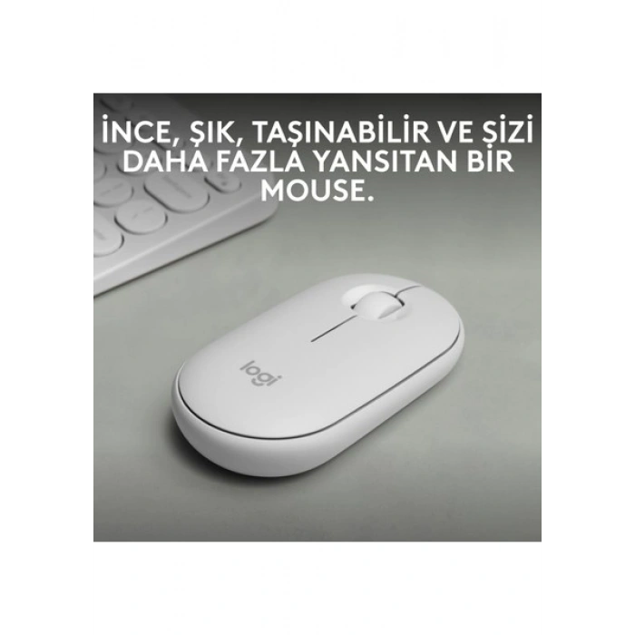 Logitech M350s Pebble 2 Bluetooth Kablosuz Sessiz Kompakt Mouse - Beyaz