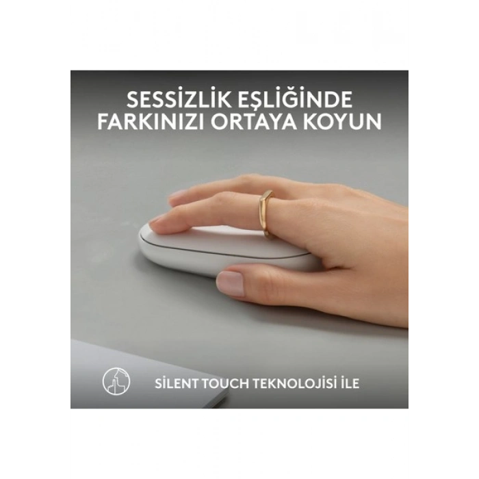 Logitech M350s Pebble 2 Bluetooth Kablosuz Sessiz Kompakt Mouse - Beyaz