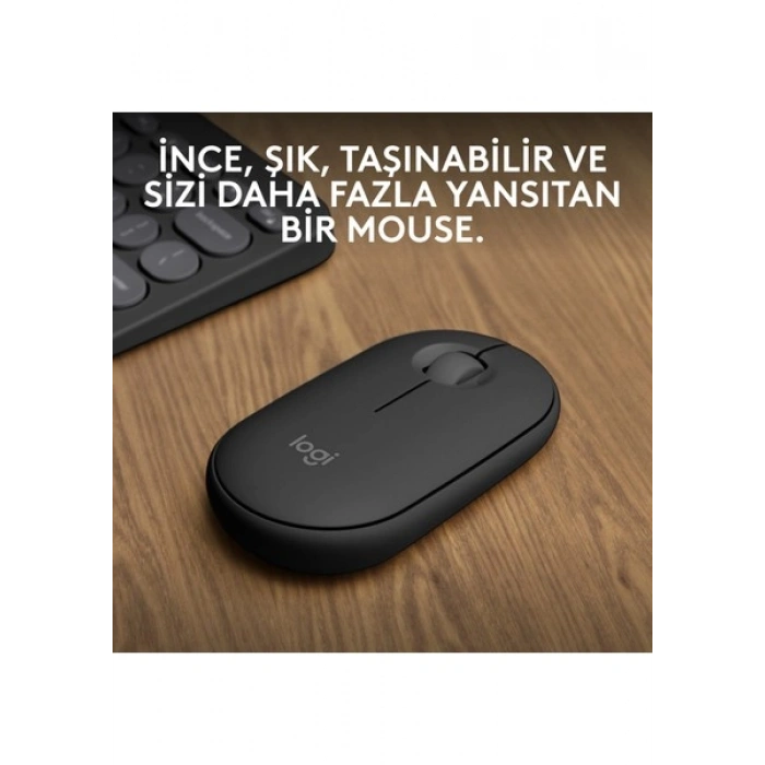 Logitech M350s Pebble 2 Bluetooth Kablosuz Sessiz Kompakt Mouse - Siyah