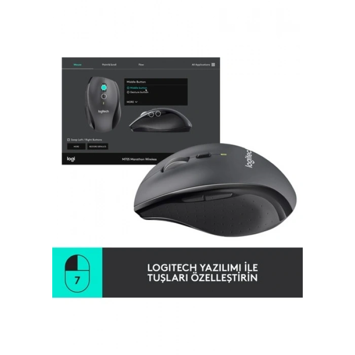 Logitech M705 Marathon 1000 DPI Kablosuz Mouse - Siyah