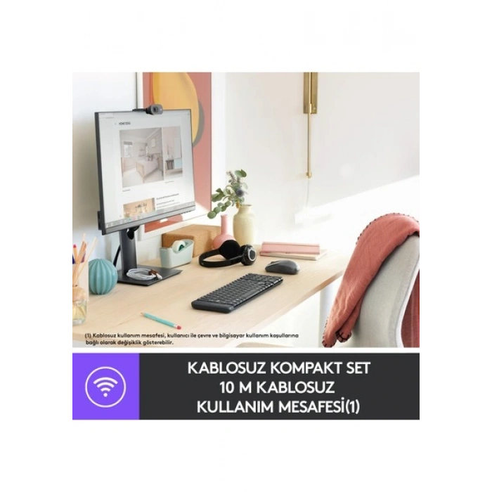 Logitech MK220 Q Tr Siyah Kablosuz Klavye Mouse Set