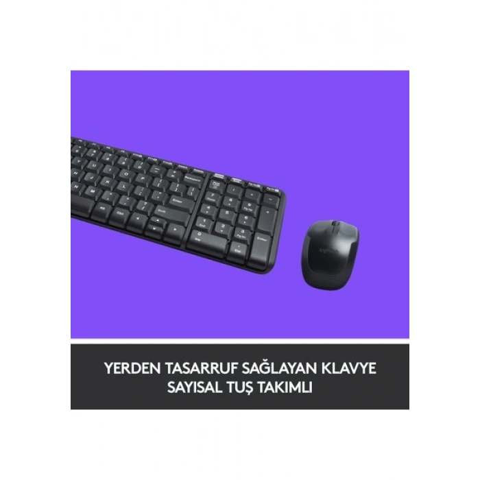 Logitech MK220 Q Tr Siyah Kablosuz Klavye Mouse Set