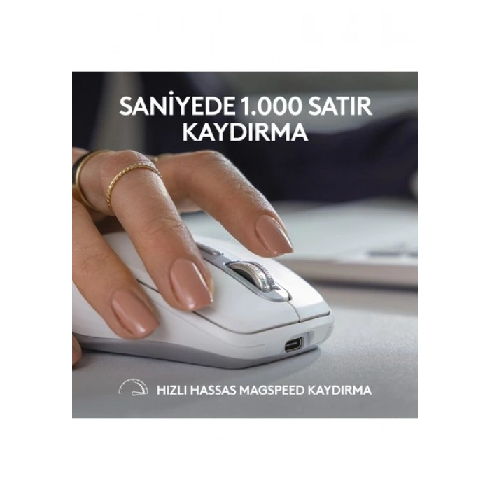 Logitech MX Anywhere 3S Kompakt 8000 DPI Optik Sensörlü Sessiz Bluetooth Kablosuz Mouse - Beyaz