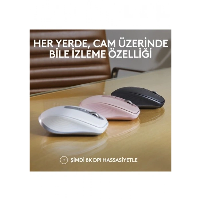 Logitech MX Anywhere 3S Kompakt 8000 DPI Optik Sensörlü Sessiz Bluetooth Kablosuz Mouse - Pembe